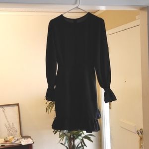 Black mock-wrap dress